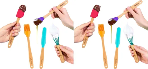 Miniatura 8 de Chefclub Kids Montessori - Juego de utensilios de cocina de 5 piezas, silicona antiadherente resistente al calor para niños y principiantes