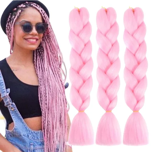Miniatura 40 de Beige (613) Cabello trenzado 6 paquetes de extensiones de cabello sintético de 24 pulgadas, extensiones de cabello trenzado Jumbo Ombre trenzado