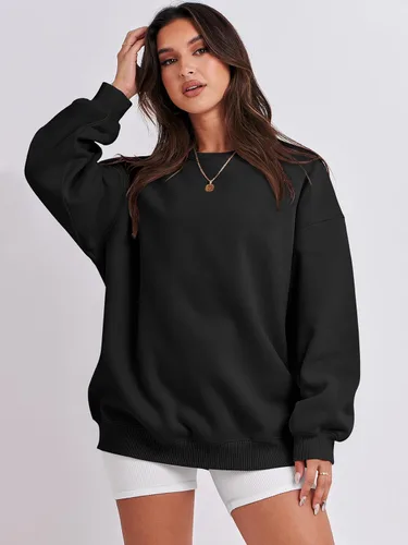 Miniatura 5 de ANRABESS Sudadera de gran tamaño para mujer, con cuello redondo, estilo Y2K, sudadera con capucha de forro polar, cómoda, camiseta informal, ropa