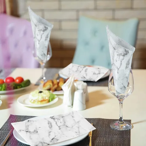 Miniatura 6 de Zonon 200 toallas de mano de papel para baño, toallas de mano desechables de mármol, toallas decorativas de mármol para cena, servilletas