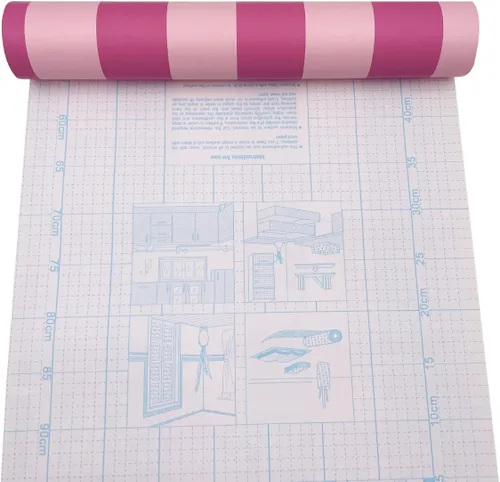 Miniatura 5 de Revestimiento de estantes de rayas rosadas, cubierta de papel para muebles, cajas de almacenamiento para aula escolar, 17.8 pulgadas por 9.8 pies