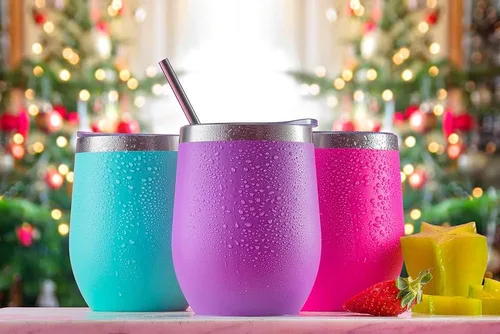 Miniatura 4 de CHILLOUT LIFE - Vaso de acero inoxidable de 12 onzas con tapa y caja de regalo, diseño de viaje, aislamiento al vacío de doble pared, para café