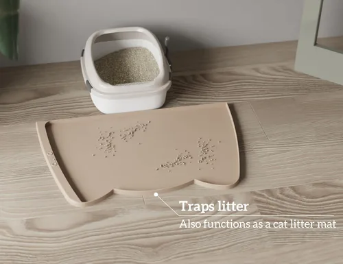 Miniatura 119 de OHMO - Tapete de silicona para alimentos para gatos, tapete de alimentación de mascotas para el piso, antideslizante e impermeable, bandeja de agua