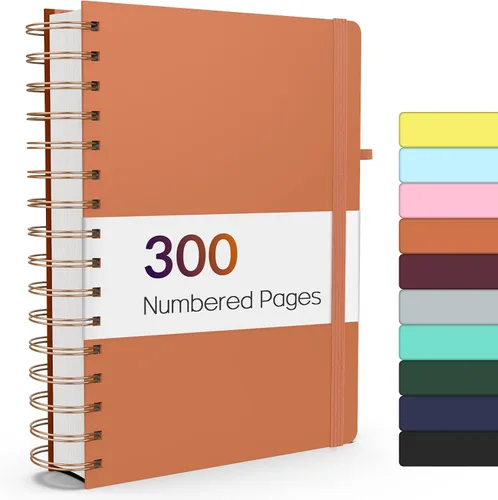 Miniatura 28 de Forvencer Cuaderno rayado en espiral con 300 páginas numeradas, diarios gruesos A5 para escribir con papel de 3.53 oz/m², cuadernos de tapa dura