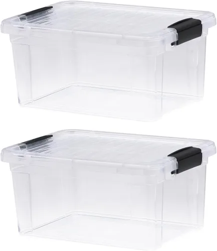 Miniatura 20 de Superio - Cajas de almacenamiento pequeñas planas transparentes con tapas, contenedores de plástico de 4.5 cuartos de galón para organizar, cajas
