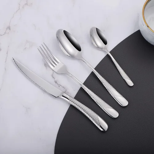 Miniatura 8 de Juego de cubiertos de 16 piezas, juego de cubiertos de acero inoxidable con cuchara y tenedor para 4, utensilios de cocina, acabado espejo, apto
