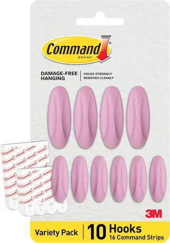 Miniatura 10 de Command Paquete de ganchos de diseño mixto, Arctic Freeze, 10 ganchos, 16 tiras