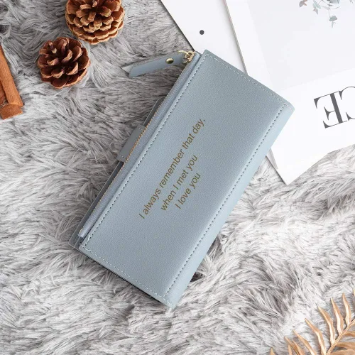 Miniatura 12 de Loveje - Billeteras personalizadas para mujer, de piel sintética, con grabadas fotográficas, triple pliegue, tarjeta de crédito, cartera larga