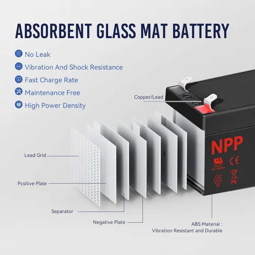 Miniatura 2 de NPP Batería AGM recargable de 12 V 1.2 Ah, plomo ácido sellado NP12-1.2Ah T1 baterías de reserva para sistema de seguridad ADI/Ademco 484, alarma