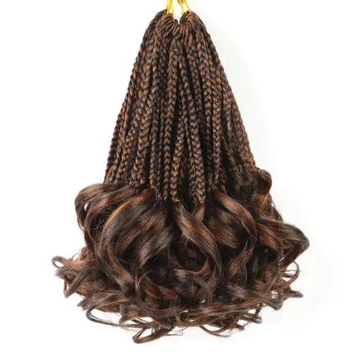 Miniatura 15 de Kaluli - Trenzas de ganchillo rizadas francesas de color mixto para mujeres negras de 10 pulgadas, 7 paquetes de trenzas de caja diosa, pelo