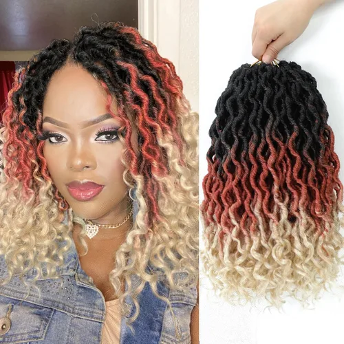 Miniatura 26 de Karida Rastas de cabello sintético de ganchillo de 18 pulgadas, 8 paquetes de cabello de ganchillo preanudado de diosa, rastas sintéticas onduladas
