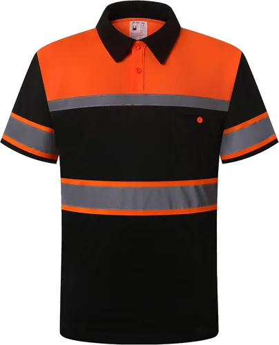 Miniatura 2 de Camisas de seguridad HoliSecure para hombre, camisas polo reflectantes de alta visibilidad para hombre con bolsillo, ropa de trabajo de manga corta