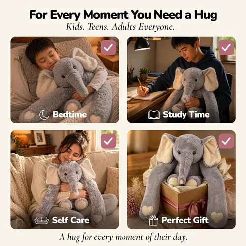 Miniatura 4 de Huggle Healers Animales de peluche con peso para adultos, adolescentes y niños, brazos de felpa de 36 pulgadas de largo para abrazos, peluche