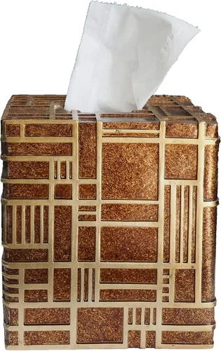 Miniatura 18 de Hymmah Soporte cuadrado para caja de pañuelos con bandeja, diseño único de cubo, dispensador de pañuelos para decoración para encimeras de tocador