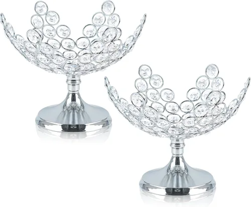 Miniatura 13 de 2 cuencos florales de cristal para caramelos/plato de frutas decorativo, elegante centro de mesa de marco de metal, plato de frutas y bandeja