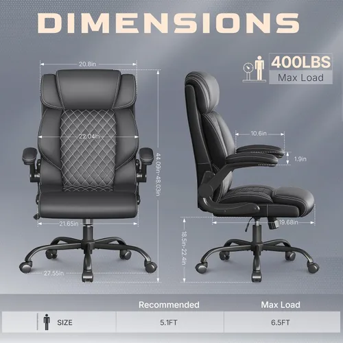Miniatura 2 de Silla de oficina ejecutiva con respaldo alto, transpirable, silla de oficina grande y alta, reposabrazos abatibles, soporte lumbar, silla giratoria