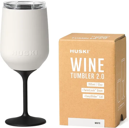 Huski Vaso de vino 2.0 | NUEVO | Diseño galardonado con tallo desmontable | Copa de vino de acero inoxidable de alta calidad con tapa, vaso con