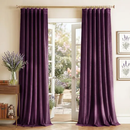 Miniatura 12 de NICETOWN Cortinas de terciopelo blanco marfil de 10 pies de largo para techos altos, cortinas extralargas con aislamiento térmico para ventanas
