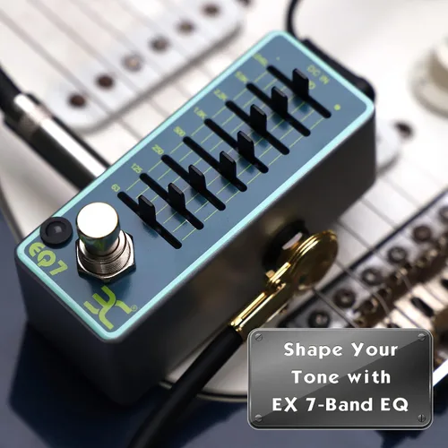 Miniatura 3 de EX Mini ecualizador de 7 bandas para pedal de guitarra y adaptador de fuente de alimentación para pedal de guitarra de 9 V con punta negativa de 2 A