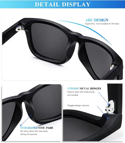 Miniatura 3 de KALIYADI Gafas de sol para hombre color negro mate para mujer lentes polarizados de conducción de gran tamaño protección UV paquete de 3