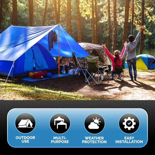 Miniatura 4 de Tarps - Lona azul impermeable de 20 x 30 pulgadas, lona de 5 milésimas de pulgada de grosor para exteriores, lona de protección multiusos