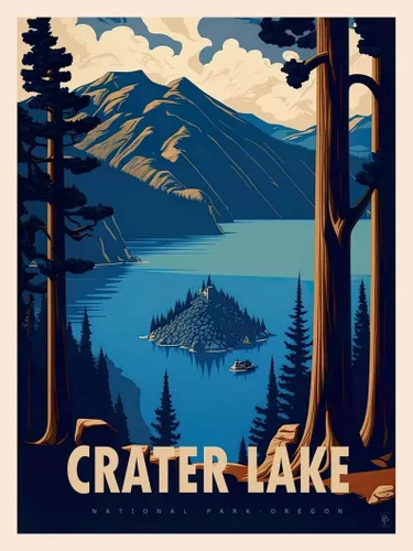Póster del Parque Nacional del Lago Cráter | Impresión de obras de arte para decoración de oficina | Pósteres decorativos para el hogar | Arte de