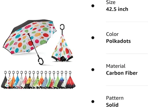 Miniatura 2 de Sharpty - Paraguas invertido, resistente al viento para mujer con protección UV, con mango en forma de C