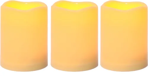 Miniatura 19 de 4 velas LED escalonadas sin flama, de pilas, impermeables, para exteriores, con temporizador, luz nocturna parpadeante de resina plástica