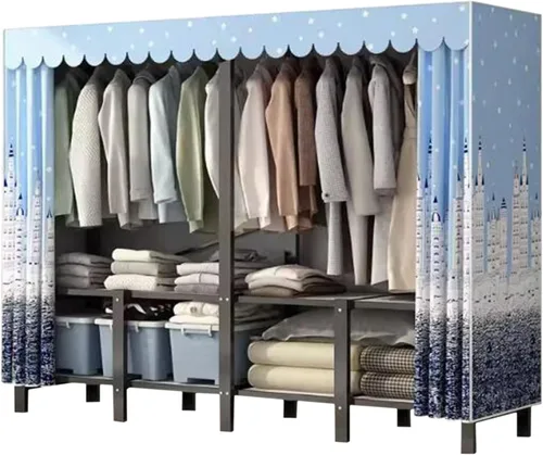 Miniatura 13 de large closets Portable Wardrobe Closet All Steel Frame Closet Standing Clothes Closet No Assembly with Cloth Cover Open Wardrobe Closet Space-saving