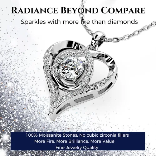 Miniatura 3 de Collar con colgante de corazón para ella, gema creada en laboratorio Moissanite, joyería para mujeres, "I Love You", plata de ley S925, regalos