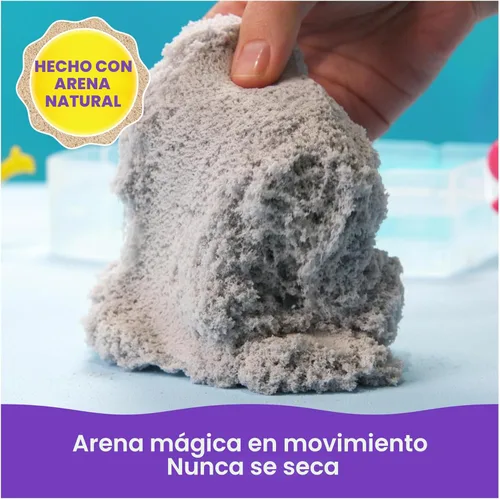 Miniatura 8 de Kinetic Sand, Splash - Estuche para principiantes con arena de juego que cambia de color de 6 onzas, 3 herramientas y moldes, almacenamiento