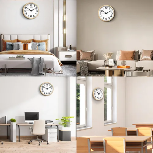 Miniatura 6 de Reloj de pared, esfera grande de 11 pulgadas sin tic-tac silencioso operado por batería analógico de calidad, movimiento ultra silencioso de cuarzo