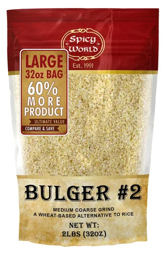 Bulgur Trigo agrietado medio grueso #2, bolsa de 2 libras (32 onzas) | Trigo búlgar cultivado en Estados Unidos para tabouleh | 100% natural y puro