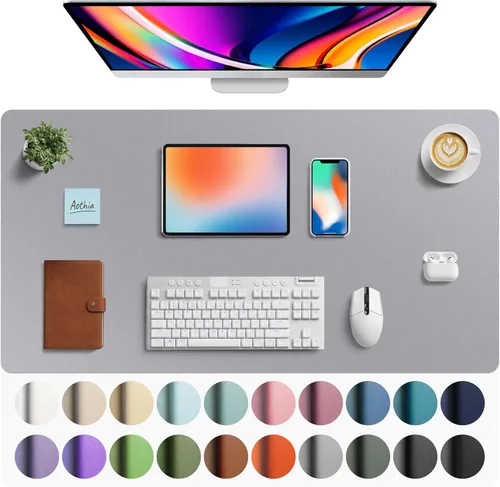 Miniatura 113 de Aothia - Protector de escritorio de cuero sintético, base para mouse, superficie antideslizante e impermeable para escribir y para laptop