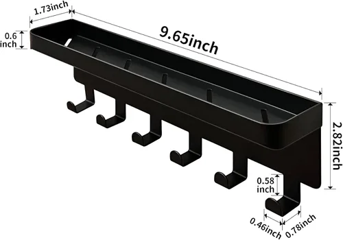 Miniatura 5 de GTK Soporte para llaves de pared con bandeja y 6 ganchos, soporte para llaves montado en la pared para pasillo, estante para llaves con estante