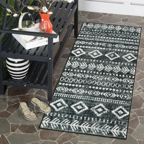 Miniatura 13 de Lahome Alfombra bohemia marroquí para entrada, lavable, de 2 x 3 pies, color gris y blanco, antideslizante, ultra fina, suave, rústica con estampado