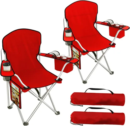 Miniatura 12 de VTOY Sillas de camping plegables duraderas 600D Oxford, silla portátil al aire libre con bolsa enfriadora, portavasos y bolsillo de almacenamiento