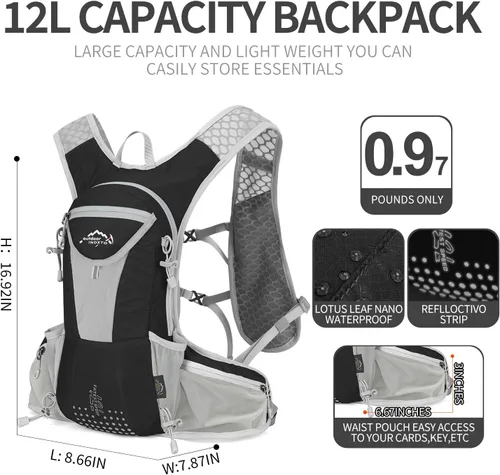 Miniatura 2 de IX INOXTO Hydration Pack Backpack, Lightweight Water Backpack with 2L Hydration Bladder Daypack for Men Women,Running Hydration Vest for Trail