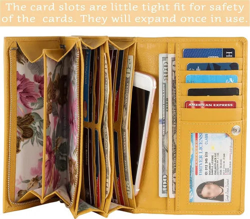 Miniatura 32 de Mou Meraki - Billetera o bolsa de mano de cuero genuino, con bloqueo de seguridad RFID, con escudo contra el robo de identidad, para mujeres