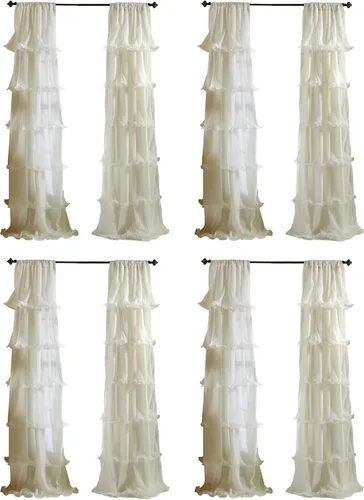 Miniatura 9 de Lush Decor Nerina - Panel individual de ventana con filtro de luz, 54 pulgadas de ancho x 84 pulgadas de largo, rosa - Cortinas con volantes