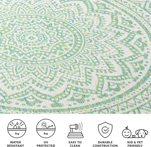 Miniatura 125 de SAFAVIEH Alfombra lavable para exteriores, colección Courtyard - Pasillo de 2.3 x 8 pies, color beige claro y marrón claro, no desprende pelusa