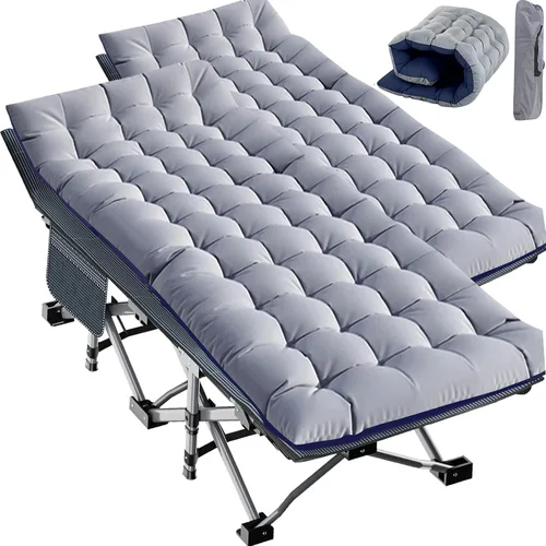 Miniatura 24 de Slsy Catre de camping plegable para adultos con almohadilla, catres de dormir portátiles acolchados, cama de campamento con bolsa de transporte