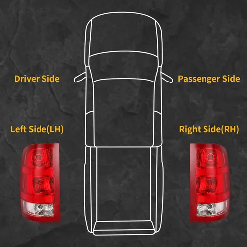 Miniatura 8 de Conjunto de luz trasera Compatible con 2007-2013 GMC Sierra 1500 2500HD 3500HD Estilo de fábrica Luces de freno traseras para camioneta pickup
