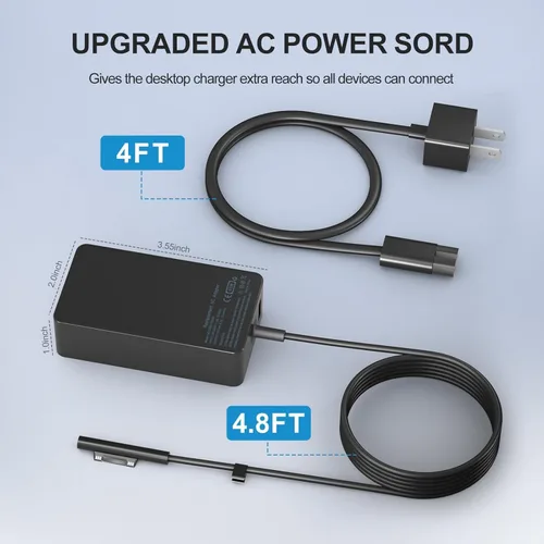 Miniatura 6 de YURCIPWE Cargador Surface Pro de 65 W, Surface Laptop Charger compatible con Microsoft Surface Pro 11/10/9/8/7+/7/6/5/4/X, Surface Laptop 7/6/5/4