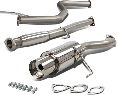 Auto Dynasty Sistema de escape Catback con punta redonda de silenciador de 4 pulgadas Compatible con Honda Civic Coupé Sedán EX 1992-2000, acero