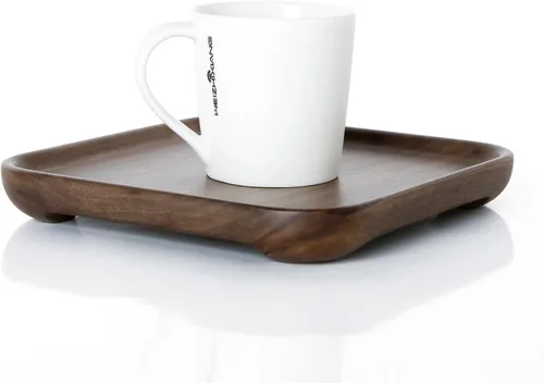 Miniatura 2 de Winterworm Bandeja de madera rústica de nogal macizo, bandeja cuadrada rectangular para té, bandeja de café (cuadrada pequeña (6.3 x 6.3 pulgadas)