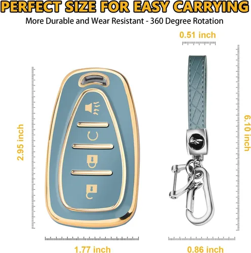 Miniatura 5 de FT FUNTOR Funda para llavero Chevrolet, funda de llave de TPU de 4 botones con borde dorado, compatible con Chevrolet Equinox Bolt Sonic Trax Blazer