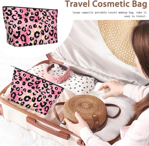 Miniatura 5 de Bolsa de maquillaje con hojas de plátano, bolsas de cosméticos para mujer, mini bolsas portátiles de viaje con flores tropicales, neceser
