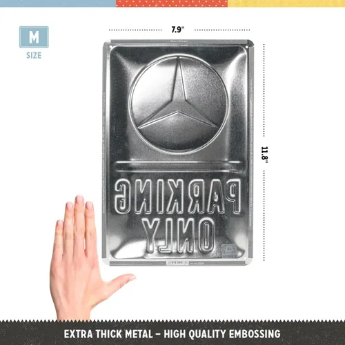 Miniatura 2 de Nostalgic-Art Cartel de hojalata retro, 7.9 x 11.8 pulgadas, Mercedes-Benz – Solo aparcamiento – Idea de regalo para los fanáticos de Mercedes-Benz