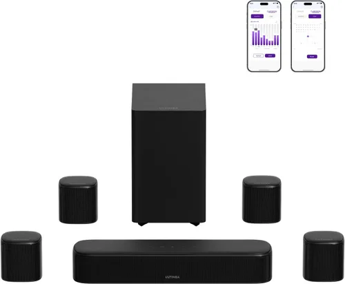 ULTIMEA Barra de sonido envolvente de 7.1 canales para Smart TV, con 4 altavoces envolventes, potencia máxima de 330 W, barra de sonido envolvente